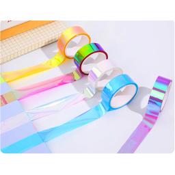 Arco-íris holográfico colorido fita de máscara laser glitter washi fita adesiva decorativa masking scrapbooking álbum papelaria fita - Image 5