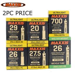 Tubo interno de bicicleta ultraleve maxxis, 2 peças, todos os tamanhos 20 26 27.5 29 700c av fv, à prova de sopro, mtb, bicicleta de estrada, pneus de câmera - Image 1