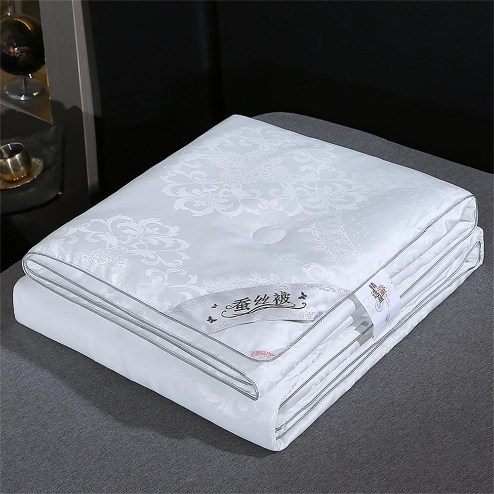 Lanlika-Luxo Branco Natureza Colcha De Seda, 100% Consolador De Seda, Calor Jacquard Edredon, toda a temporada, duplo, rainha, rei Cobertor Do Sono, 1Pc - Image 1