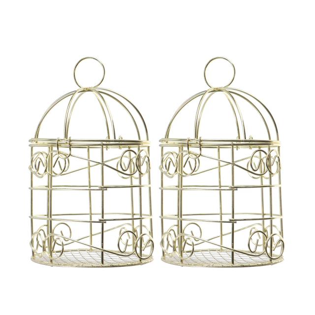 Cesta de Ferro Forjado para Papagaio - Gaiola de Alimentação Vintage para Interior e Exterior (2 Peças)