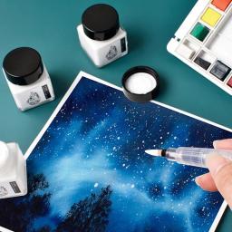 Tinta branca brilhante para estudantes, arte da aquarela, enfeite especial do céu estrelado, tinta branca, fluido correcional em branco, 30ml - Image 3