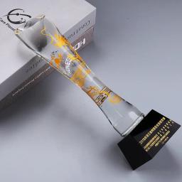 Troféu Base de Cristal, Criativo, Transparente, Troféu, Lettering, Prêmio, Presente Comemorativo, Decoração, Preto - Image 4