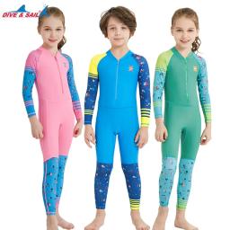 Fato de mergulho de manga comprida para meninos e meninas, spandex, anti-UV, estilo fino, macacão surf, moda banho, wetsuit, caiaque, UPF50 Plus - Image 1