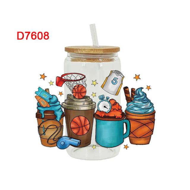 Adesivo Personalizado de Paz e Amor para Copos de Café e Jogos de Basquete e Futebol - Impressão UV DTF para Libbey Glass Can 16oz