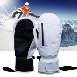 Luvas térmicas impermeáveis para homens e mulheres, Luvas de esqui e snowboard, Luvas de snowmobile grossas, preto, branco, cinza, inverno - Image 1