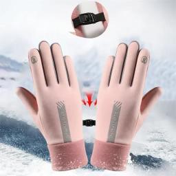 Luvas térmicas antiderrapantes para homens e mulheres, luvas de lã, resistente ao frio, vento, impermeável, quente, ao ar livre, corrida, esqui, ciclismo, bicicleta, inverno - Image 2