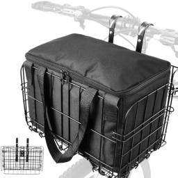 Cesta de suspensão dobrável para bicicleta de montanha, cesta dianteira e traseira para trailer com forro removível, peças de ciclismo - Image 1