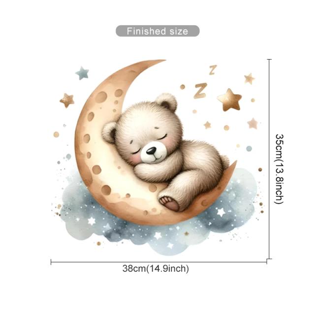 Adesivos de parede encantadores para quartos infantis com temas de ursinho, nuvens e estrelas