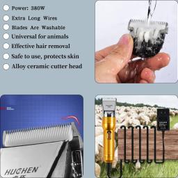 Aparador elétrico 380W Aparador de peles de animais domésticos Aparador de pelos de gatos Aparador de pelos de cachorro Ferramentas de aparar lã Aparador de tufos de carpete (coelho, cavalo, ovelha, gato e cachorro) - Image 6