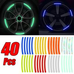 40 pçs tiras reflexivas da roda da motocicleta do carro colorido hub adesivos estilo do carro decalque adesivo auto moto decoração decalques acessórios - Image 1