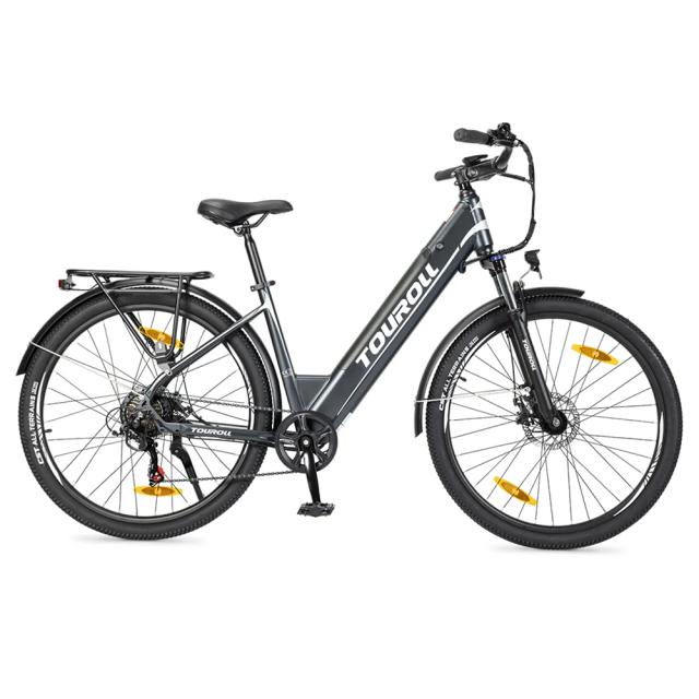 Touroll Bicicleta Elétrica Trekking 250W com Freio a Disco, Bateria 15.6Ah e Pneus de 27,5" - Velocidade de até 25 km/h e Sistema E-Brake