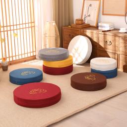 Almofada de meditação para ioga, redonda, espessada, bordada, lótus, com encosto e travesseiro, 40*6cm, tatami é removível e lavável - Image 1