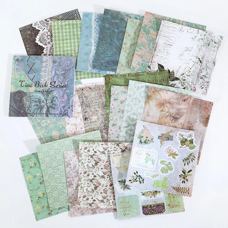 20 pçs do vintage fundo adesivos flores bronzeamento adesivos decorativos retro pose diy criativo conjunto de material colagem - Image 1