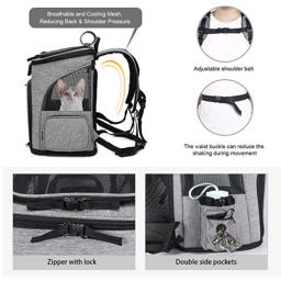 Pet Transportadora Mochila Expansível Gato Mochila para Cães Médios Gatos Grandes Dog Carrier Bag Viagem Respirável Animal Transport Bag - Image 4