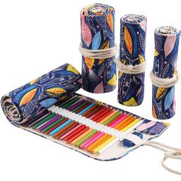 24 buracos rolo arte lápis caso estilo coreano lona estudante saco de lápis pincel arte titular estudante suprimentos papelaria - Image 1