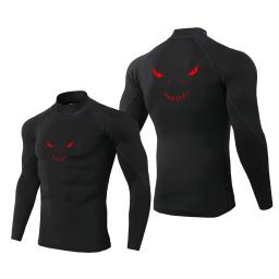 Camisa de manga comprida de compressão masculina, gola alta, treinamento de ginástica, corrida, secagem rápida, musculação, roupas esportivas - Image 2
