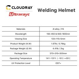 Capacete De Soldagem De Segurança A Laser Ultrarayc, OD7 + Laser UV De Fibra YAG, 190-450nm, 900-1800nm, Máquina de corte a laser - Image 5