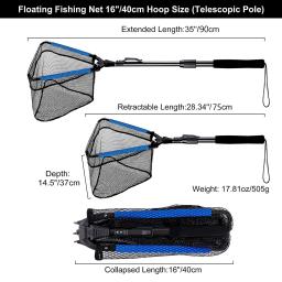 Nova rede de pesca flutuante liga alumínio dobrável telescópica pouso alça retrátil malha náilon mar pesca accessorie - Image 6