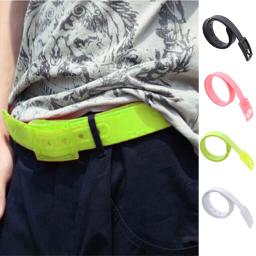 Cinto de silicone ajustável para homens e mulheres, cor doce, acessórios de vestuário, sem ferro, fivela suave, moda - Image 1
