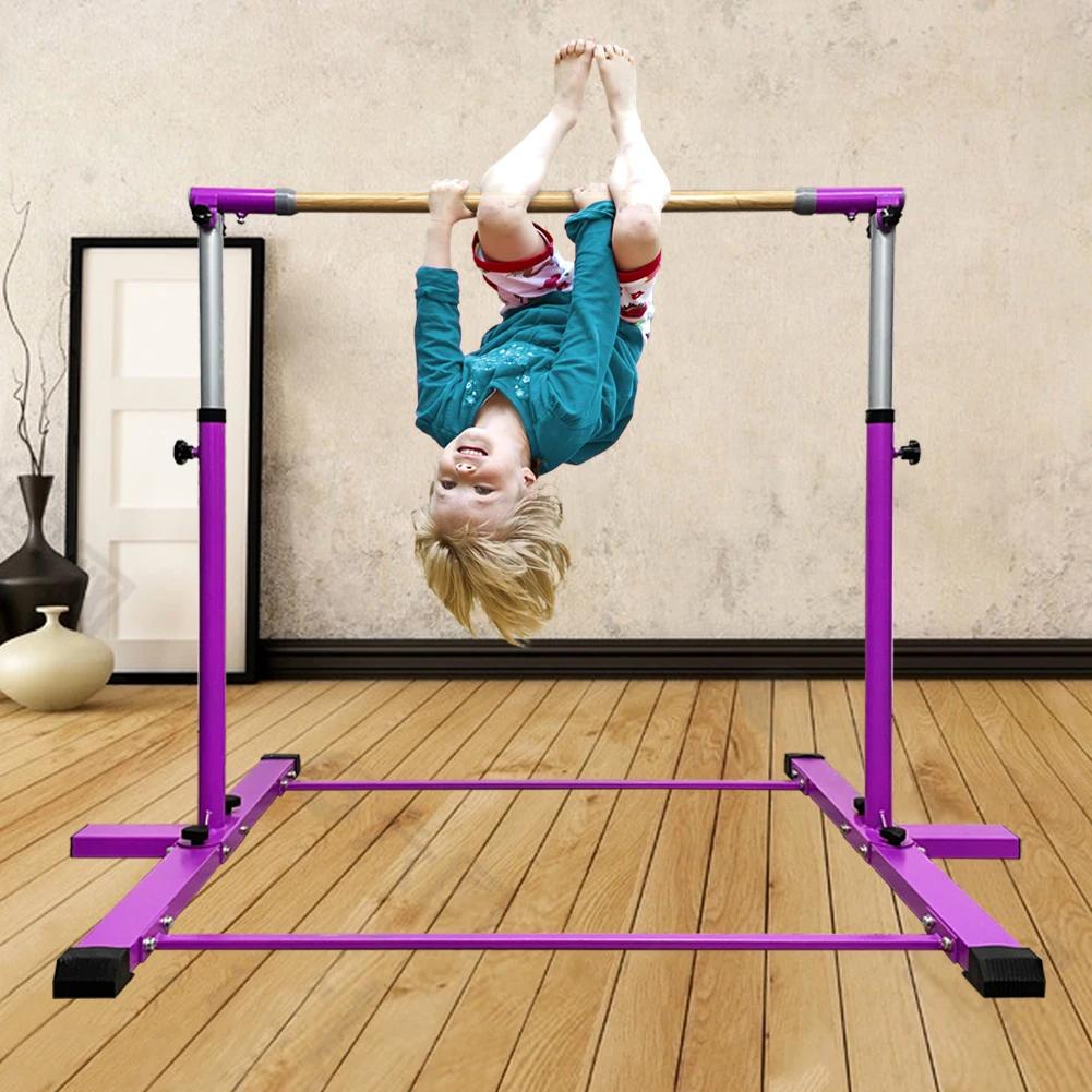 Barra de Ginástica Júnior Ajustável Dobrável para Treinamento Infantil