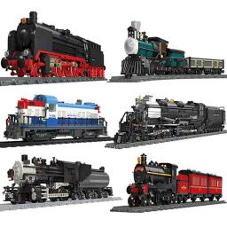 Cidade Vapor Conjuntos De Trem De Carga Modelo De Estação Ferroviária, Blocos De Construção De Tijolos, Veículo De Bala, Pista Reta, Trilho Curvo, Kits De Transporte - Image 1