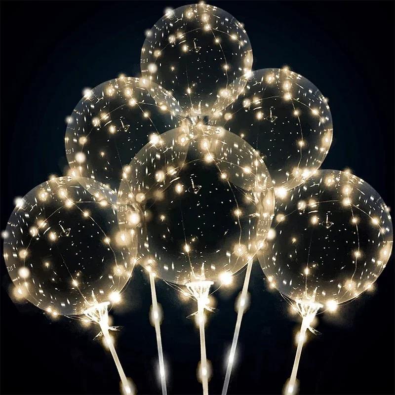 Transparente LED Incandescência Balões Onda, Luz Cordas Balões, Aniversário e Fontes Do Partido Do Casamento, Baby Wel Decorações - Image 1