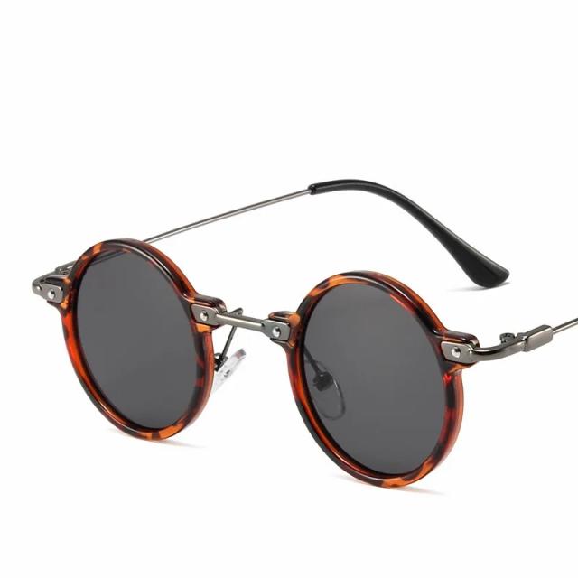 Óculos redondos retrô para homens e mulheres, óculos de sol Steampunk masculinos e femininos, designer de marca, armação metálica, tons