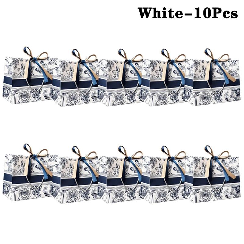 Sacolas de papel floral com fita, embrulho de presentes premium, dia das mães, aniversário, presente, 10 pcs, 20pcs - Image 1