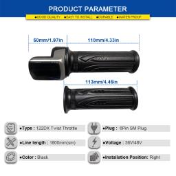 Ebike polegar acelerador 122dx 36v 48v mão direita acelerador ebike 6pin sm conector para bicicleta elétrica parte & acessórios scooter - Image 2