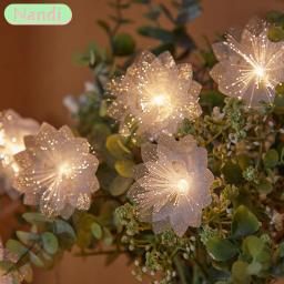 LED fibra óptica fada luz, bateria operado guirlanda, decoração de Natal, festa de ano novo, flores artificiais, festão - Image 1