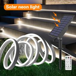 Faixa de led de energia solar 24v com sinal de néon flexível remoto à prova d'água fita led externa para decoração de jardim 0.5-10m - Image 1