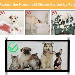 Pet Folding Malha Respirável Playpen, Dog Cerca de Segurança, Rede Isolada, Escadas Portão, Cão Barreira, 4Pcs Gancho, Novo - Image 4