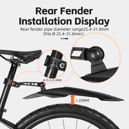 West Biking Ampliar Bicicleta Fender, Mountain Bike Paralama, liberação rápida, MTB Ciclismo Protector, Acessórios de bicicleta, 26 ", 27,5", 29" - Image 5