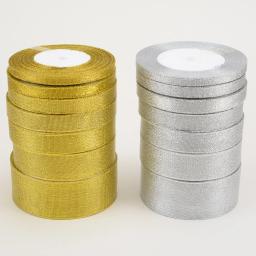 Fita metálica de glitter dourada e prateada, fita para o casamento, presente, decoração, artesanato, diy - Image 3