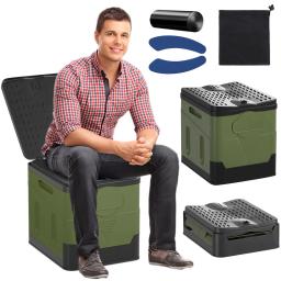 Vaso sanitário dobrável portátil com assento de cobertura, banheiro ao ar livre para acampar, viagens, emergência, adultos, crianças, carro - Image 1