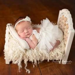 Adereços para fotografia de recém-nascidos, cama de bebê artesanal, móveis retrô, acessórios para fotos de bebê, menina, menino, posando, cenário de cama - Image 1