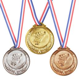 Prêmio Medalhas com Fita Do Pescoço, Ouro, Prata, Bronze, Prêmio, Vencedor Plástico, Competição Esportiva, 6,5 cm, 3Pcs - Image 3