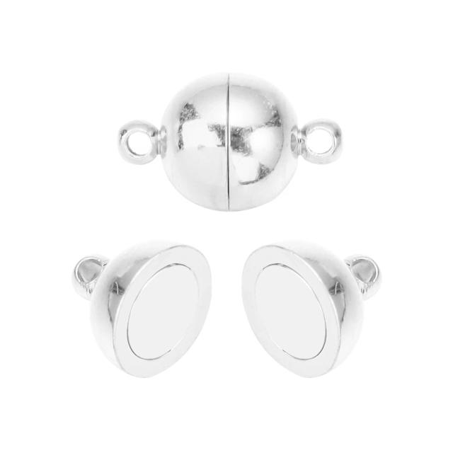 Fechos Magnéticos de Cobre em Formato Esférico para Jóias: Conexão para Colares e Pulseiras de Couro - 5 Conjuntos em Vários Diâmetros (6mm a 14mm)
