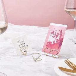 Diamante Forma Metal Memo Titular, Tabela Placecard, Photo Clip, Card Display Stand, Casamento Tabela Número Stands, 10pcs - Image 5