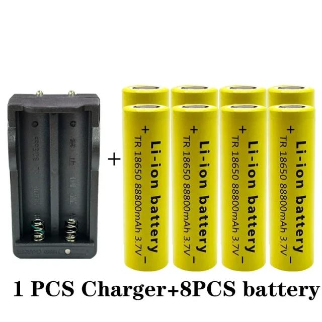 Bateria Recarregável de Lítio 18650 88800mAh 3.7V para Lanternas, Brinquedos e Eletrodomésticos com Carregador de Alta Qualidade
