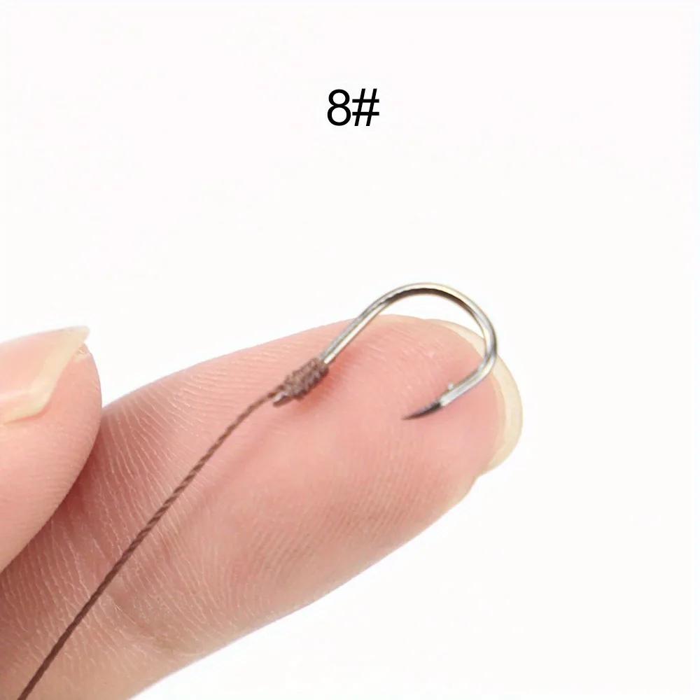 Ackibbik 50pcs anzóis de pesca de tamanho pequeno com linha PE 3 # -12 #   Ganchos de pesca pré-amarrados Gancho de corda Gancho de sub-linha para pesca de carpa - Image 1