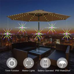 2023 anos novos led fogos de artifício luzes da corda meteoro lâmpada alimentado por bateria para festa de natal casamento decoração interior ao ar livre - Image 4