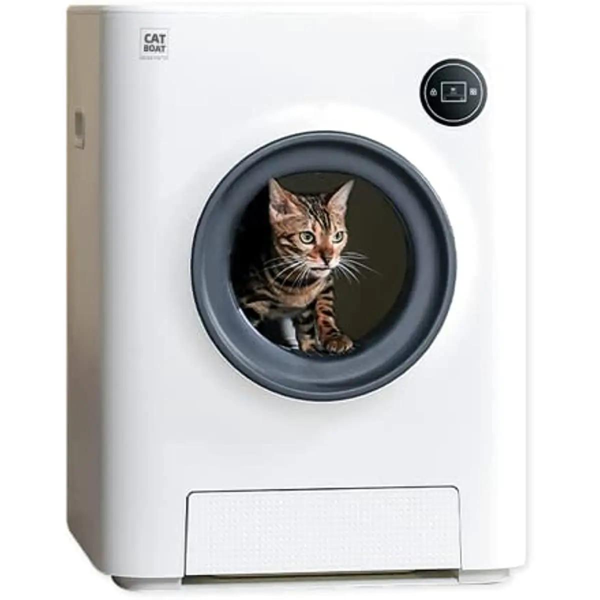 Totalmente fechado automático inteligente gato caixa de areia automático auto limpeza wifi app controle produtos para animais estimação rascador para gato gato - Image 1