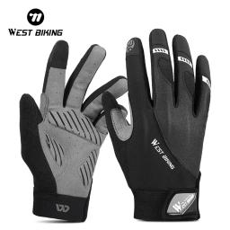 West biking luvas de ciclismo verão tela sensível ao toque respirável anti-deslizamento luvas de dedo completo para o esporte mtb bicicleta equipamento de ciclismo - Image 1