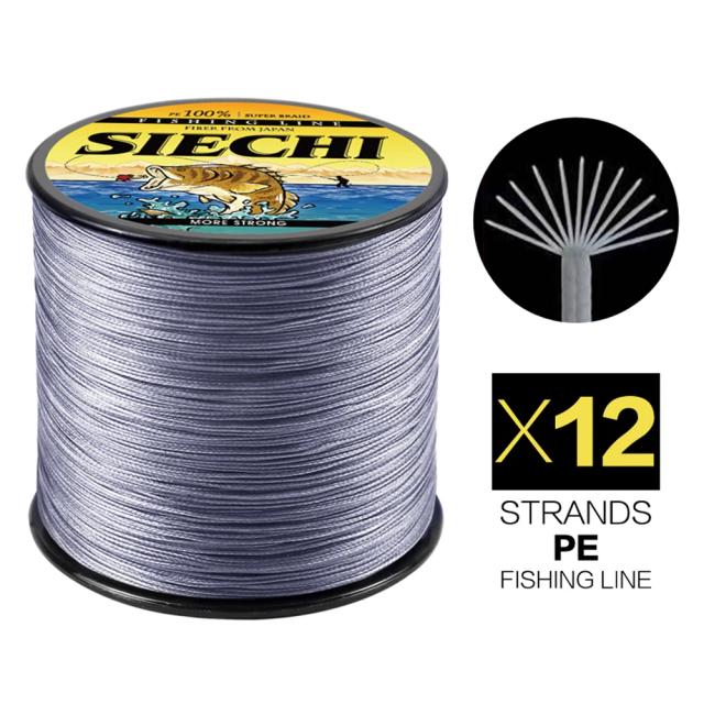 SIECHI Linha de Pesca Trançada 12 Fios 300m-1000m 33-150lb PE Multifilamento