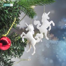 Pingente Unicórnio para Decorações De Natal, Casa, Festa De Casamento, Ornamento Da Árvore Criativa, Boneca Dos Desenhos Animados Artificiais, Xmas Navidad, 4Pcs - Image 3