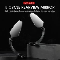 West Biking-Bicicleta Espelho Retrovisor, 360 ° Ajustável, Anti-Glare Guiador, Espelho Retrovisor, Ciclismo Espelho de Segurança, Acessórios de Bicicleta - Image 2