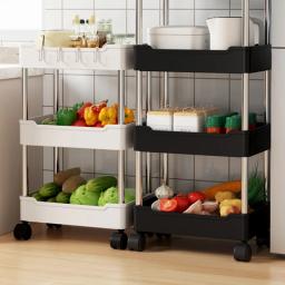 Rack de armazenamento de carrinho de mão, multicamadas com rodas, rack de armazenamento de chão, casa, cozinha, banheiro, universal, rack de armazenamento - Image 4