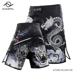 Shorts de boxe Bjj-mma para adultos e jovens, artes marciais ginásio roupas, kick boxing calças, tigre dragão - Image 1