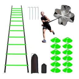 1 conjunto de escada de agilidade para treinamento de futebol, logotipo, prato de resistência, paraquedas, prego à terra, treinamento de futebol - Image 1